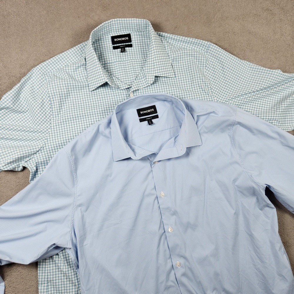 Bonobos Standard Fit Button Down Shirt Mens size 2XL Blue Gingham (Lot of 2)